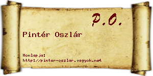 Pintér Oszlár névjegykártya
